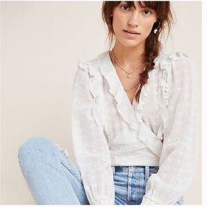 Anthropologie Maeve | Laila Ruffled Wrap Blouse